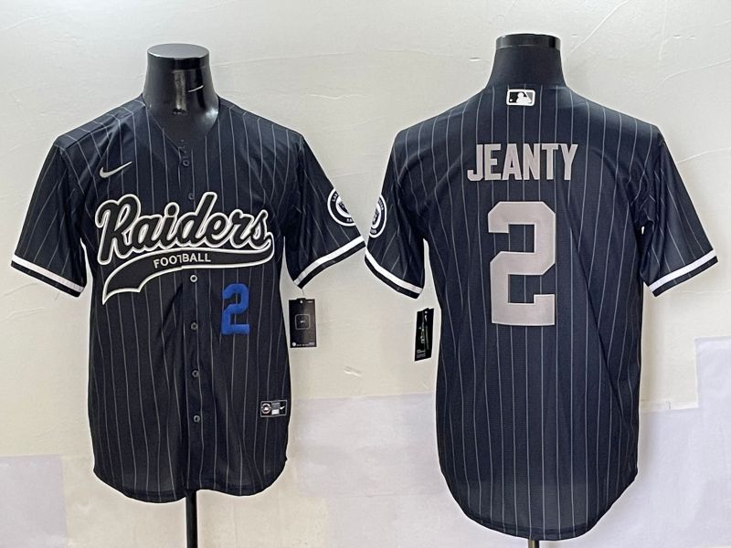 Men 2025 Oakland Raiders #2 Jeanty Black Stripe Joint Name Nike Limited NFL Jersey style 5